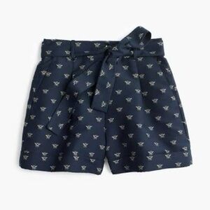 J. Crew High Waisted Navy Short Bee Embroidery Tie Belt Size 00